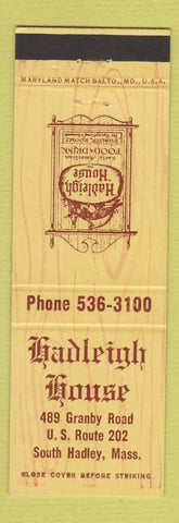 Matchbook Cover - Hadleigh House South Hadley MA