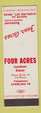Matchbook Cover - Four Acres Restaurant Sterling Junction MA