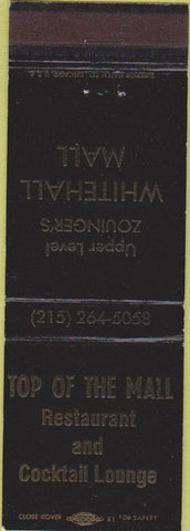 Matchbook Cover - Top of the Mall Restaurant Whitehall Mall