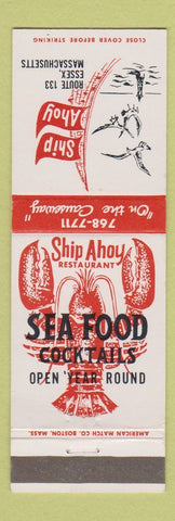 Matchbook Cover - Ship Ahoy Seafood Restaurant Essex MA