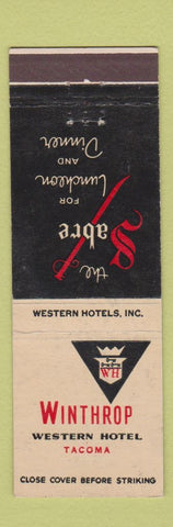 Matchbook Cover - Winthrop Western Hotel Tacoma WA Sabre Restaurant