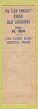 Matchbook Cover - HL Steiner Organization Collection Agency Seattle WA