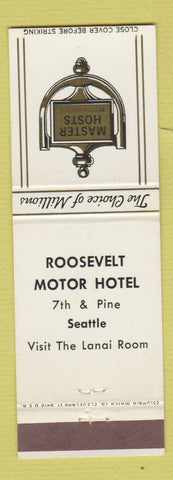 Matchbook Cover - Roosevelt Motor Hotel Seattle WA Master Hosts