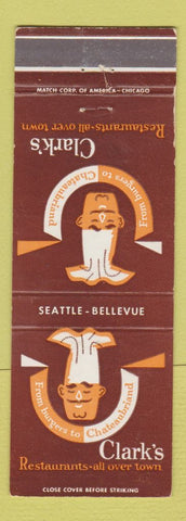 Matchbook Cover - Clark's Restaurants Seattle Bellevue WA WEAR