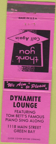 Matchbook Cover - Dynamite Lounge Green Bay WI