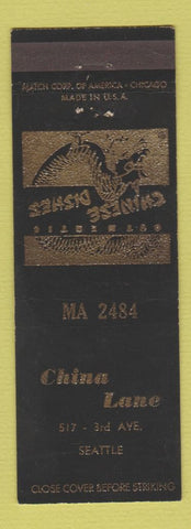Matchbook Cover - China Lane Restaurant Chinese Seattle WA