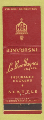 Matchbook Cover - La Bow Haynes Insurance Seattle WA WEAR