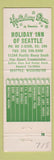 Matchbook Cover - Holiday Inn Seattle WA YELLOW #2