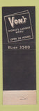 Matchbook Cover - Von's Restaurant Seattle WA