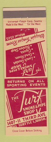 Matchbook Cover - Turf Smoke Pipe Shop tobacco Seattle WA