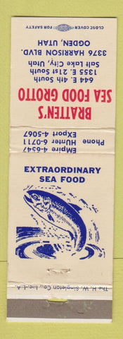 Matchbook Cover - Bratten's Seafood Grotto Ogden UT WEAR