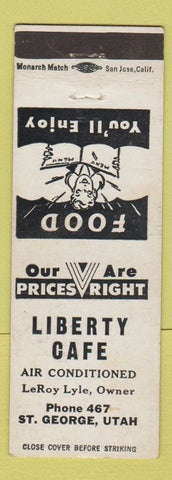 Matchbook Cover - Liberty Cafe St George UT