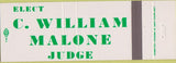 Matchbook Cover - C William Malone Judge Columbus OH