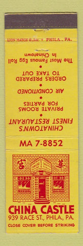 Matchbook Cover - China Castle Chinese Restaurant Philadelphia PA
