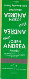 Matchbook Cover - Joseph Andrea Assemby Kenosha WI
