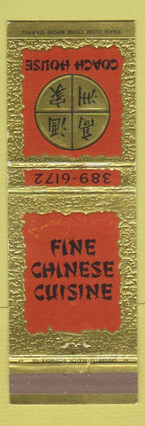 Matchbook Cover - Coach House Chinese Restaurant Salem VA