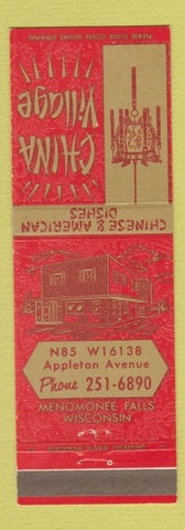 Matchbook Cover - China Village Chinese Restaurant Menomonee Falls WI