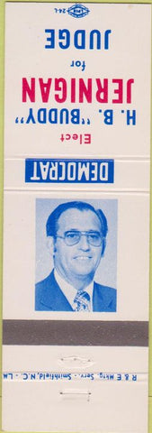 Matchbook Cover - HB Buddy Jernigan Judge NC