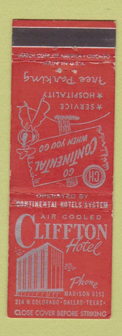 Matchbook Cover - Cliffton Hotel Dallas TX WEAR