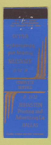 Matchbook Cover - Johnston Printing Advertising Dallas TX