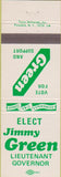 Matchbook Cover - Jimmy Green Lieutenant Governor NC North Carolina