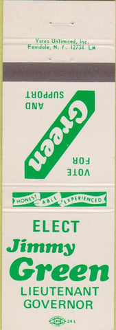 Matchbook Cover - Jimmy Green Lieutenant Governor NC North Carolina