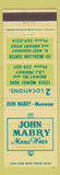 Matchbook Cover - John Mabry Men's Clothes Dallas TX
