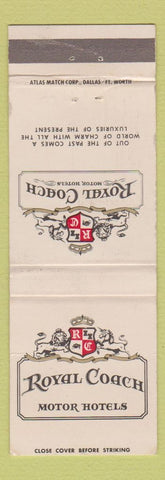 Matchbook Cover - Royal Coach Motor Hotels Dallas Beaumont Houston TX