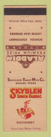 Matchbook Cover - Skyblen Linen Fabric Stationery Dallas TX Aladdin Binders