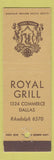 Matchbook Cover - Royal Grill Dallas TX