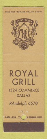 Matchbook Cover - Royal Grill Dallas TX