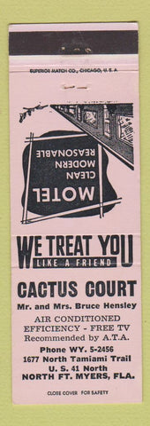 Matchbook Cover - Cactus Court Motel North Fort Myers FL