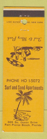Matchbook Cover - Surf and Sand Apartments Fort Pierce Beach FL