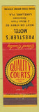 Matchbook Cover - Prestler's Motel Lakeland FL