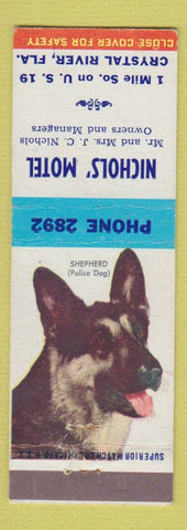 Matchbook Cover - Nichols' Motel Crystal River FL German Shepherd