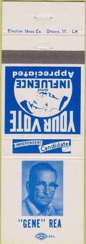 Matchbook Cover - Eugene Rea Commissioner Washington County IL