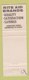 Matchbook Cover - Rite Aid Drug Stores