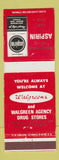 Matchbook Cover - Walgreens Drug Stores Aspirin