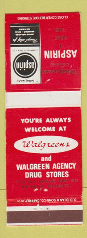 Matchbook Cover - Walgreens Drug Stores Aspirin