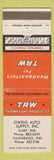 Matchbook Cover - Thompson Auto Parts Owens Valparasio IN WEAR