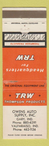 Matchbook Cover - Thompson Auto Parts Owens Valparasio IN WEAR