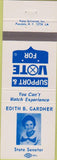 Matchbook Cover - Edith B Gardner State Senate Guilaford Springfield NH