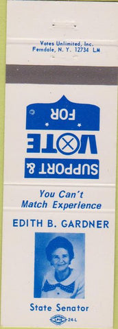 Matchbook Cover - Edith B Gardner State Senate Guilaford Springfield NH