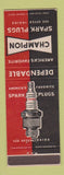 Matchbook Cover - Champion Spark Plugs NO DEALER