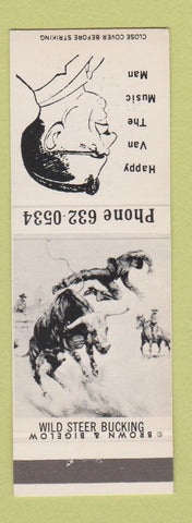 Matchbook Cover - Happy Van Music Man Hammond Organ Baldwin Pianos Cheyenne WY