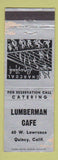 Matchbook Cover - Lumberman Cafe Quincy CA WORN