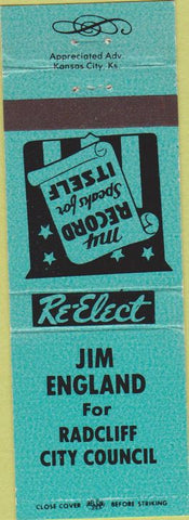 Matchbook Cover - Jim Englad Radcliff City Council KY?