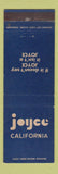 Matchbook Cover - Joyce CA California