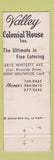 Matchbook Cover - Valley Colonial House North Hollywood CA MISCUT