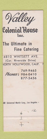 Matchbook Cover - Valley Colonial House North Hollywood CA MISCUT